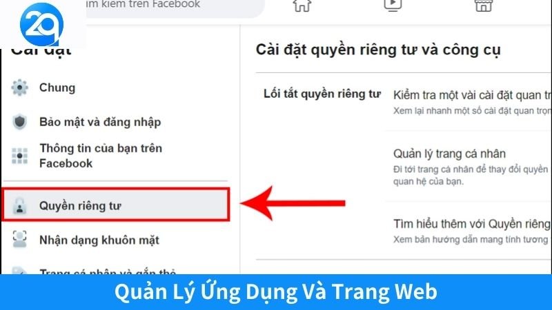 2Q - Cách Chỉnh Sửa Quyền Riêng Tư Trên Facebook Siêu Nhanh 7 Quản Lý Ứng Dụng Và Trang Web